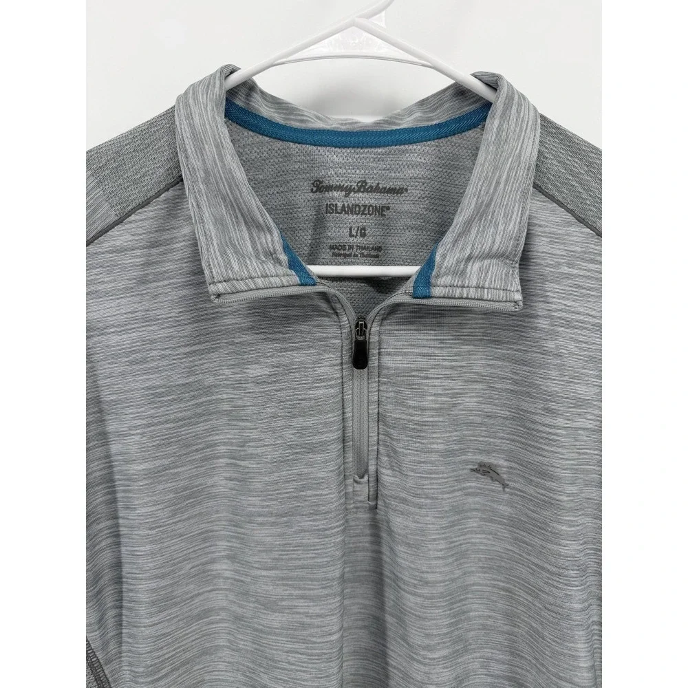 Tommy Bahamas IslandZone Half Zip Gray Long Sleeve Shirt Men Large Resort Beach